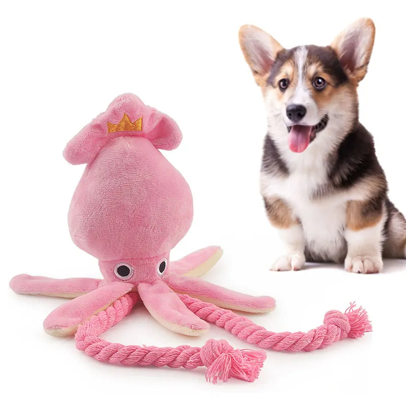 Brinquedo Fofo para Cães Pequenos - Polvo Rosa Squeak.