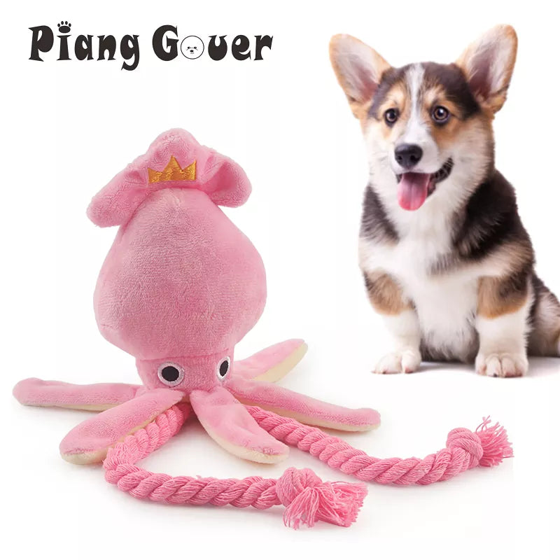 Brinquedo Fofo para Cães Pequenos - Polvo Rosa Squeak.