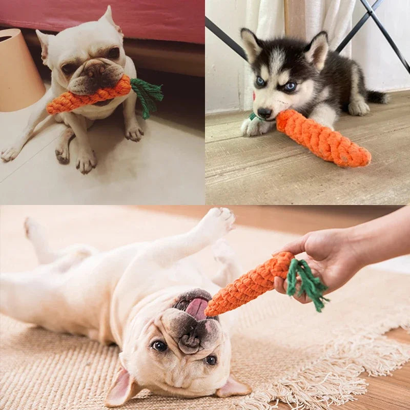 Brinquedo para Cães de Estimação - Brinquedo Mastigável Durável em Corda de Algodão com Desenho de Animal para Cachorrinhos, Resistente a Mordidas e Ideal para Limpeza dos Dentes.