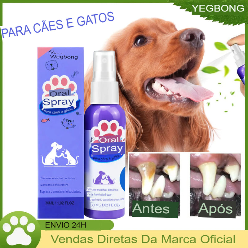 Pet Oral Care Spray - Cuidado Bucal para Animais: Limpeza dos Dentes, Clareamento Dental, Eliminação do Mau Hálito, Manutenção de um Hálito Fresco e Remoção de Manchas Dentárias para Gatos e Cães.