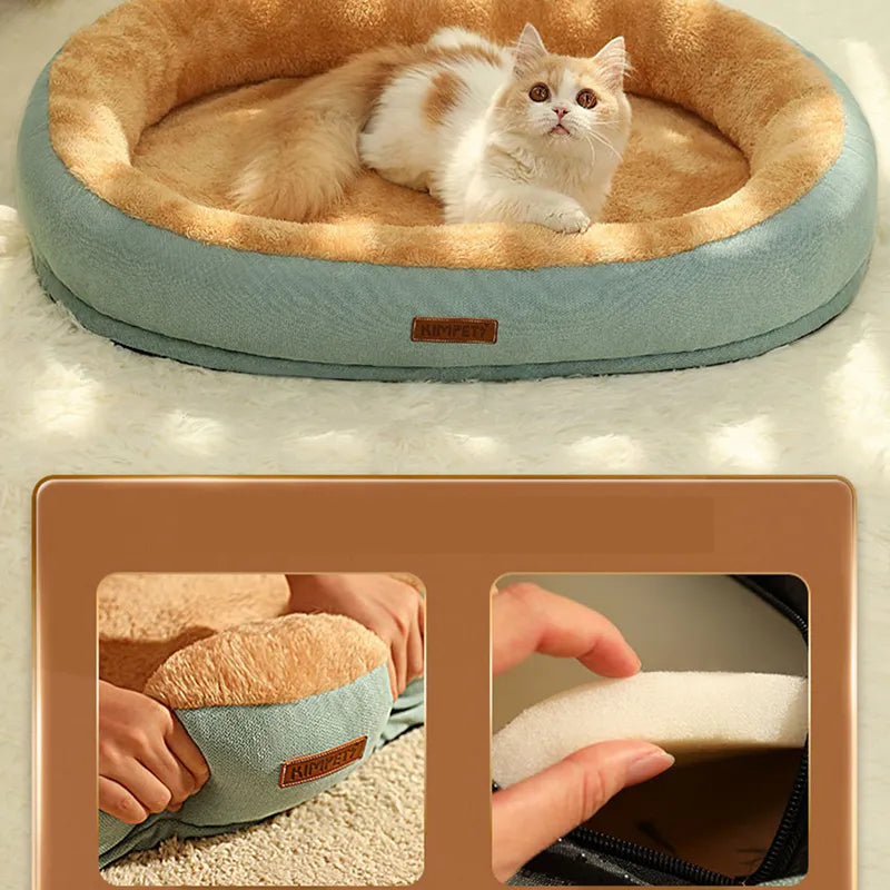 Cama Kimpets para Gatos e Cães - Aconchego de Inverno com Almofada Removível e Lavável