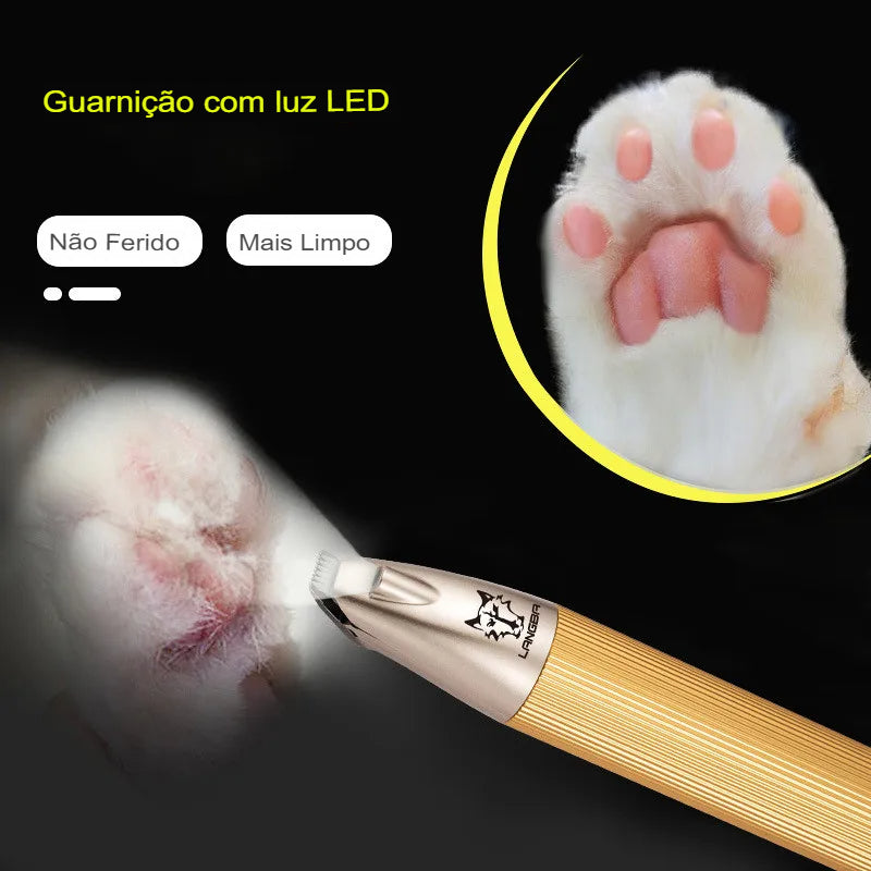 Cortador Recarregável de Pelos para Patas de Animais de Estimação em Liga de Alumínio - Máquina Elétrica para Cortar Pelos de Cães e Gatos, Cuidados e Grooming