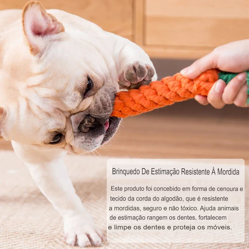 Brinquedo para Cães de Estimação - Brinquedo Mastigável Durável em Corda de Algodão com Desenho de Animal para Cachorrinhos, Resistente a Mordidas e Ideal para Limpeza dos Dentes.