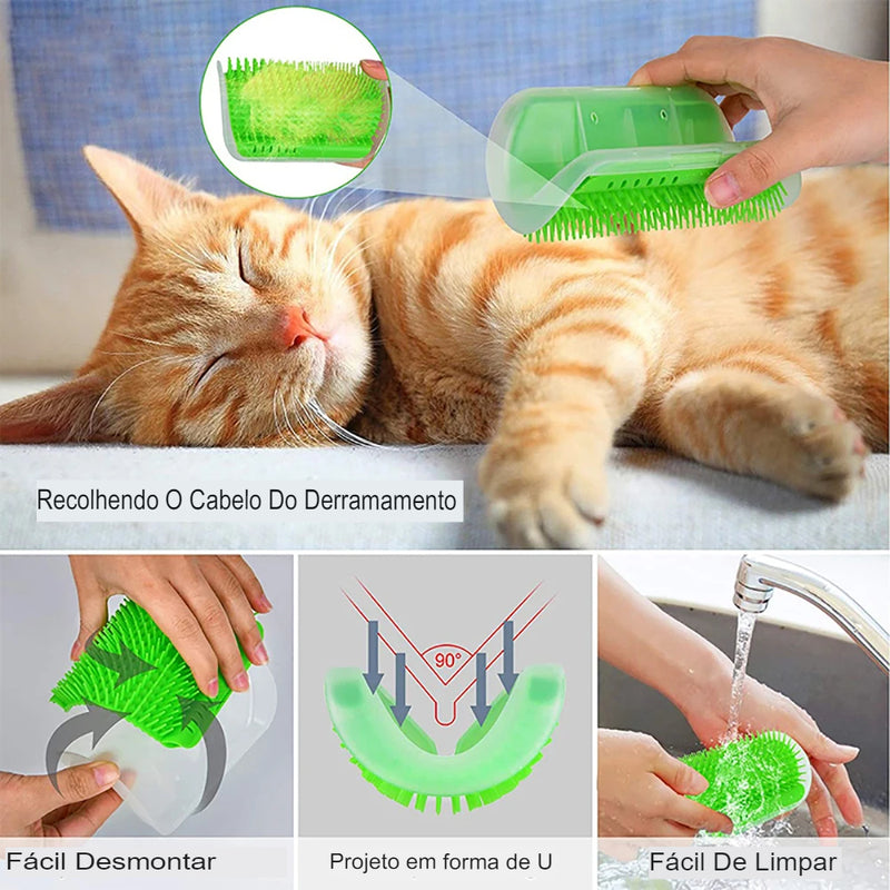 Acessório para Gatos - Dispositivo de Coçar e Esfregar pelos Cantos, Escova de Massagem para Gatos, Acessório para Pentear