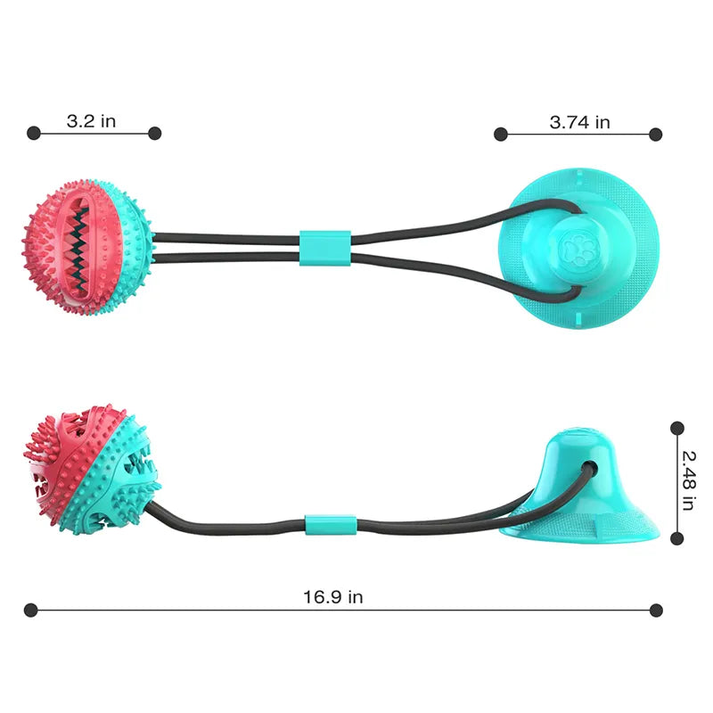 Brinquedo Interativo para Cães Grandes - Bola com Ventosa e Cordas para Mastigar Lentamente