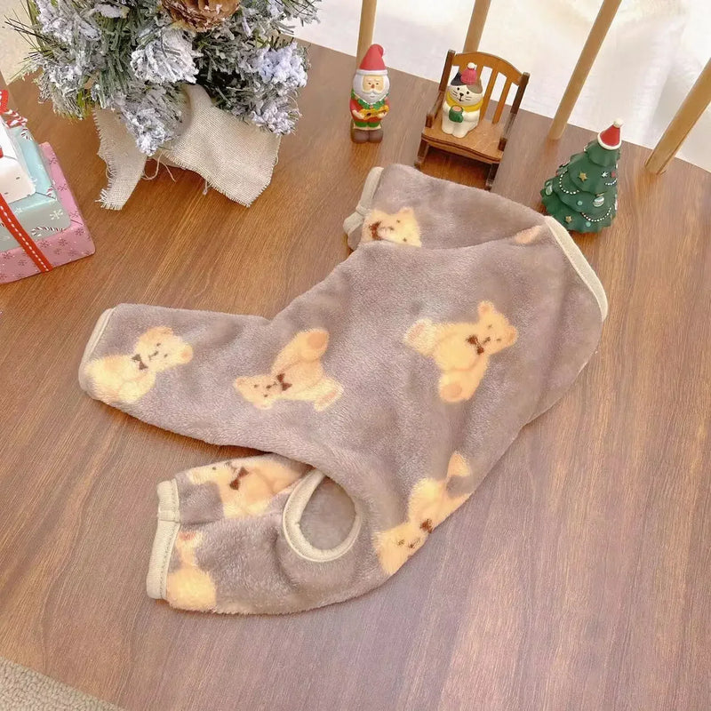 Macacão de Pelúcia para Animais de Estimação - Roupa Fofa e Quentinha para Cães Pequenos e Médios no Outono e Inverno. Ideal para Gatos, Cachorrinhos, Chihuahuas e Poodles.