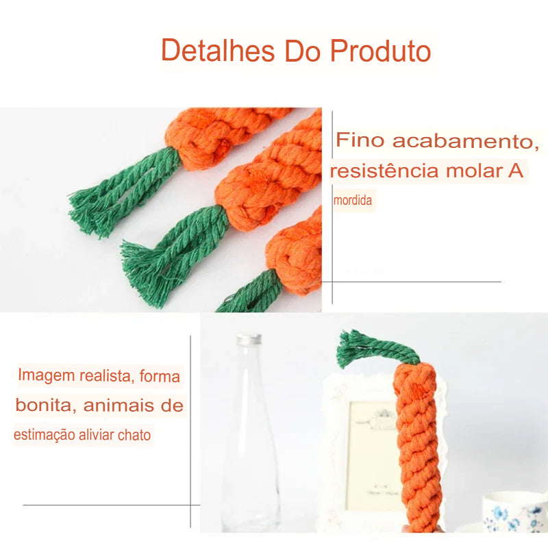 Brinquedo para Cães de Estimação - Brinquedo Mastigável Durável em Corda de Algodão com Desenho de Animal para Cachorrinhos, Resistente a Mordidas e Ideal para Limpeza dos Dentes.