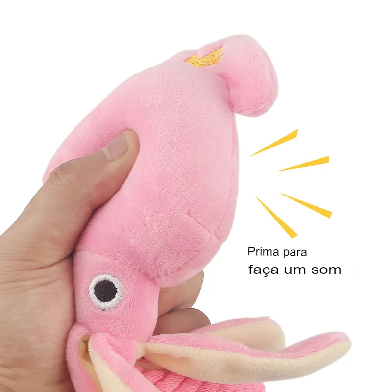 Brinquedo Fofo para Cães Pequenos - Polvo Rosa Squeak.