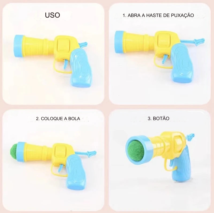 Conjunto de Brinquedos para Gatos Plush Ball Shooting Gun